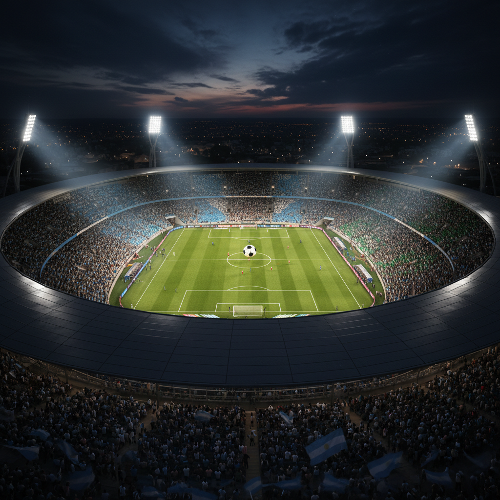Estadio lleno durante un partido de clasificación para el Mundial 2026 con público en las tribunas